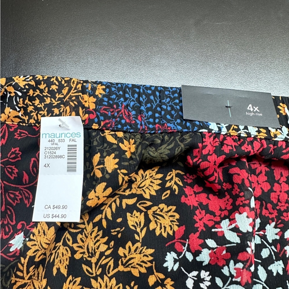 Maurices Floral Patchwork Maxi Skirt 4X Multicolor Faux Wrap Boho Western - Picture 8 of 11